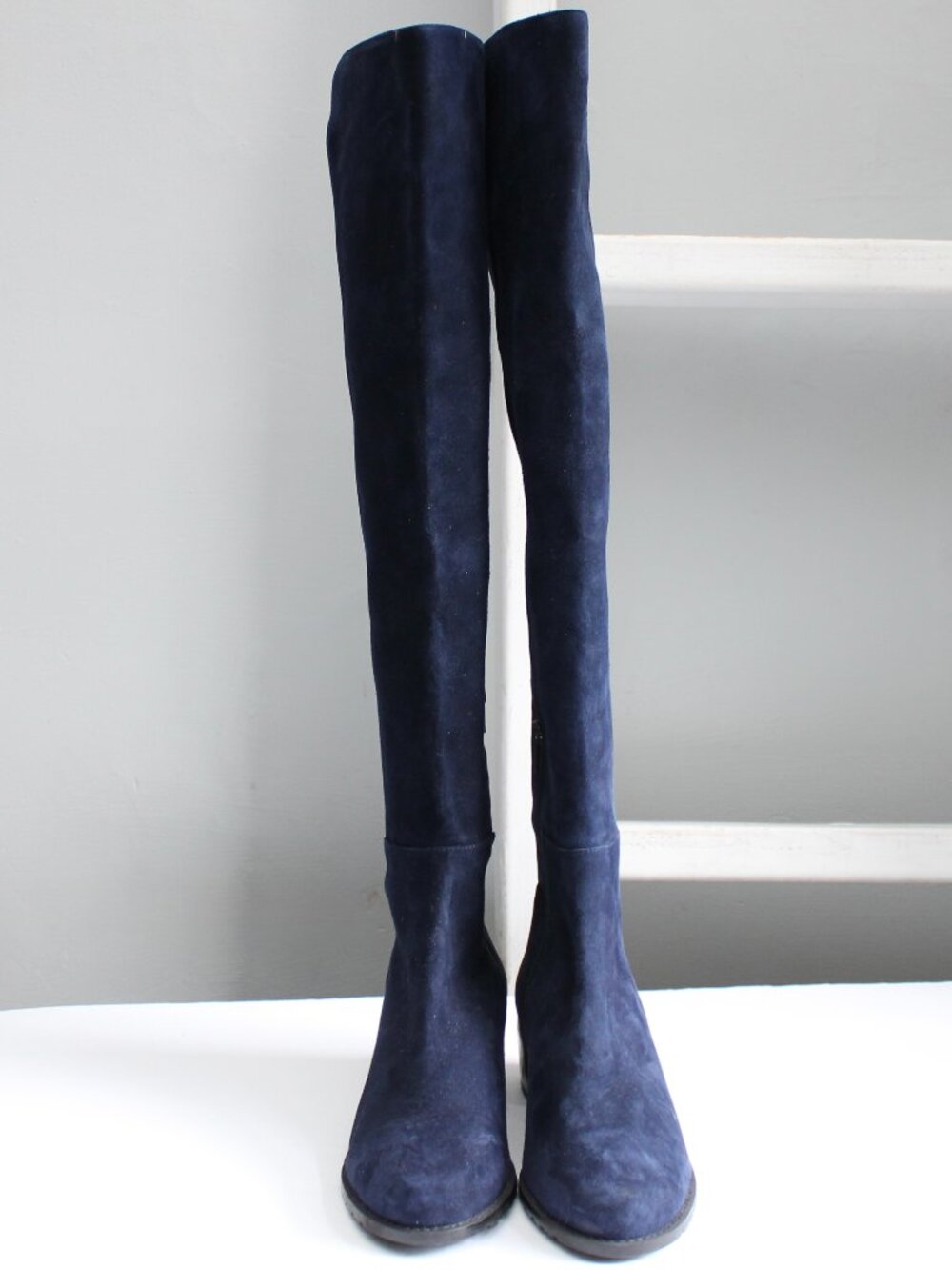 Stuart Weitzman Women's Allserve Nice Blue Suede Over The Knee Boots Size 7 - Picture 3 of 11